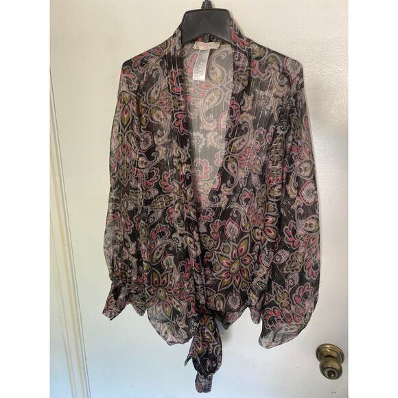 Free People x all tous floral boho wrap tie blouse one size - Picture 1 of 5